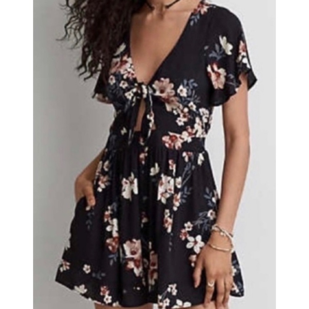 AE Black Floral Romper